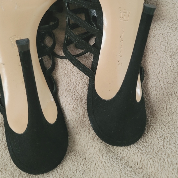 Gianvito Rossi Black Suede Caged Stiletto Heels Size 9.5/41 Like New Condition - Picture 12 of 16